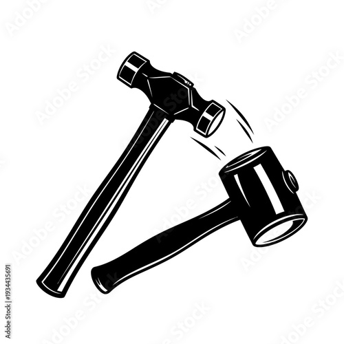 Silhouette of a Chasing Hammer, Rounded Face Mallet for Metalworking and Jewelry Forging