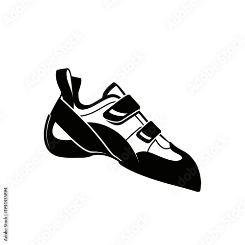 Silhouette of a Climbing Shoe, Aggressive Downturned Toe Profile for Bouldering and Overhangs