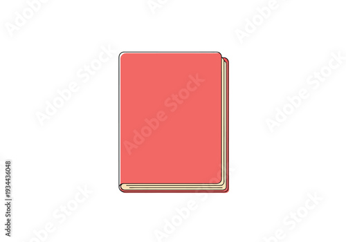 Open blank book with red cover standing vertically on isolated white background symbolizing knowledge and learning resources for education or