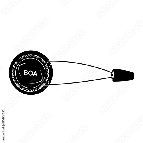 Silhouette of a Cycling Shoe Rotary Dial, Wire Lacing Tensioner for Athletic Footwear Fit