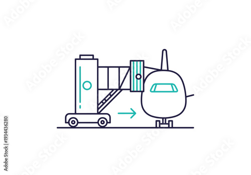 Aircraft connected to a boarding bridge at an airport terminal for passenger access and travel convenience