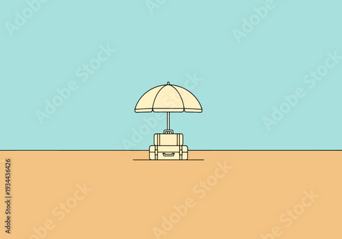 Travel Protection Concept Luggage Under Umbrella Protecting Items From Sun Elements Protection For Journey Vacation Security Safety Travel Insurance