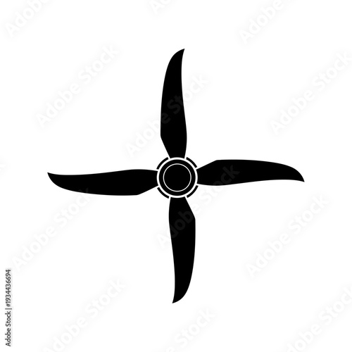 Drone Propeller Aerodynamic Plastic Blade Black Vector Silhouette for Flight Mechanics and Aerial Innovation