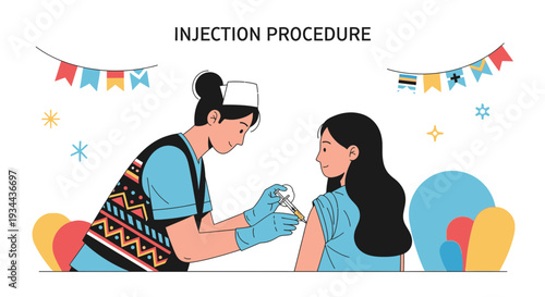 Nurse Administering Injection to Child for Vaccination, Medical Procedure