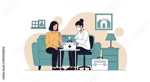 Nurse Administering Injection to Patient at Home