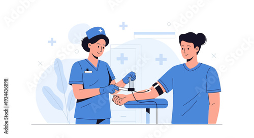 Nurse Administering Injection to Patient for Medical Treatment or Blood Test