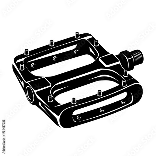 Flat Pedal Wide Platform Traction Pins Black Vector Silhouette for Mountain Biking Grip and Cycling Power