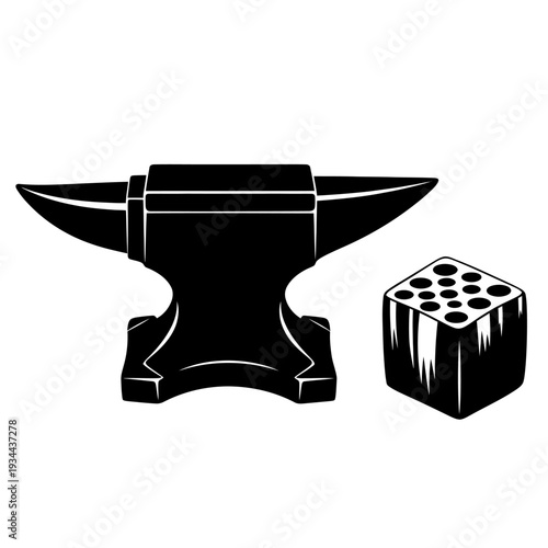 Goldsmith Anvil Small Horn Block Black Vector Silhouette Representing Metal Shaping Craftsmanship and Jewelry Making