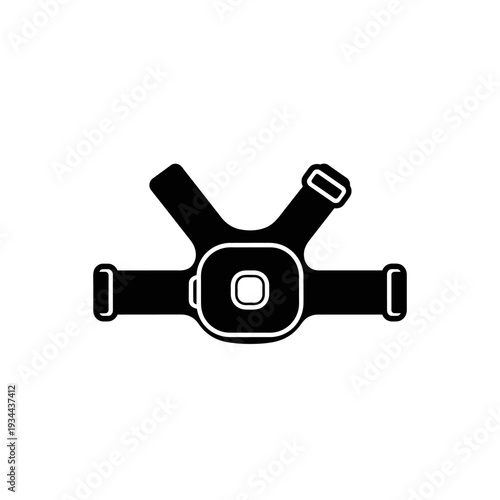 Heart Rate Monitor Chest Strap Fitness Sensor Black Vector Silhouette for Cardio Workout and Health Tracking