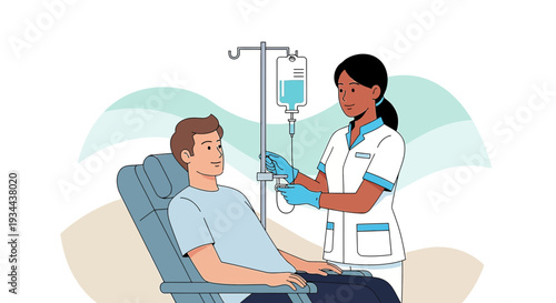 Nurse Administering IV Drip to Patient in Medical Treatment
