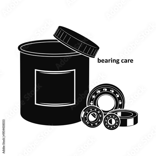 Mechanic Grease Tub Silhouette for Machinery Lubrication, Industrial Maintenance Concept