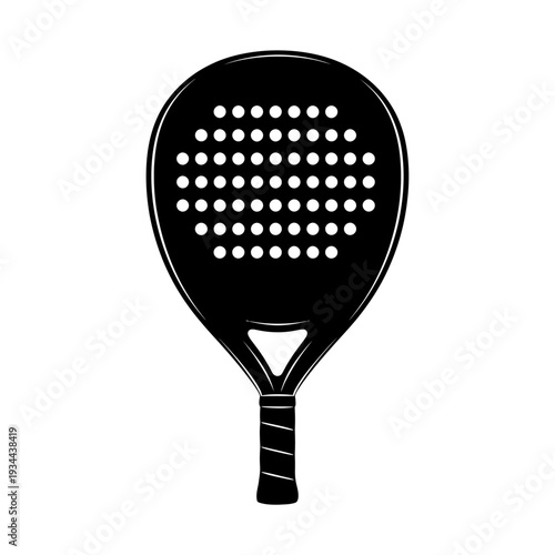 Padel Racket Silhouette for Perforated Bats, Athletic Court Equipment Concept