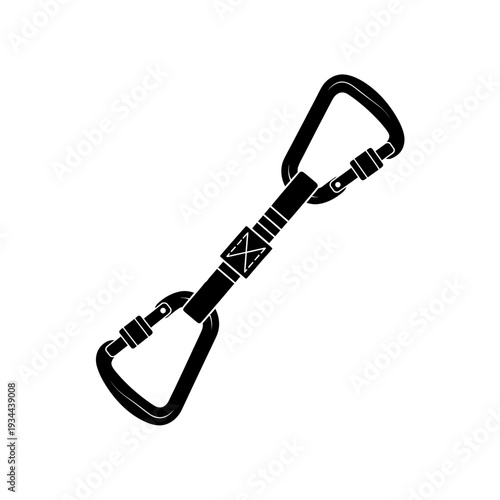 Quickdraw Carabiners Silhouette for Rock Climbing, Mountaineering Safety Gear Concept