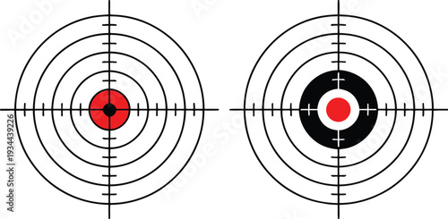 Two target diagrams with bullseyes and concentric circles for accuracy assessment Vector