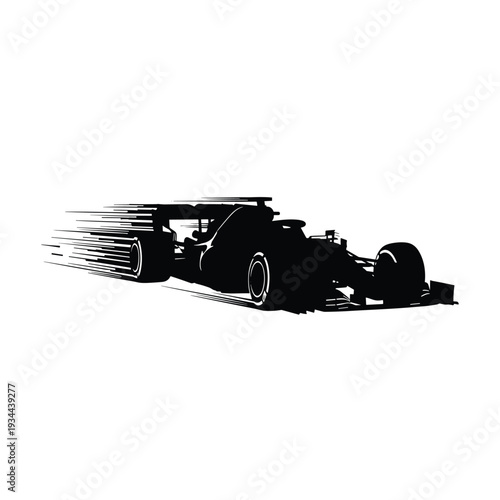 Dynamic silhouette of a race car speeding on a track