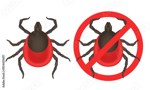 Beware of ticks. Vector illustration isolated on white background.