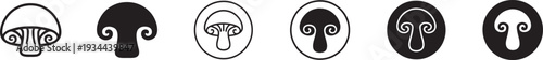 Mushroom top or cap icon set. Nature fungi forest edible and wild thin line vector symbols.