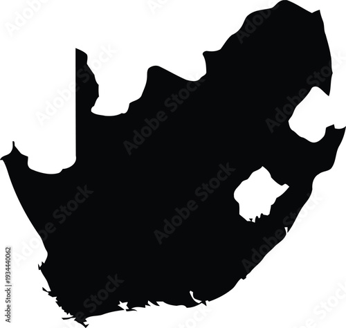 Silhouette map of the southern tip of africa depicting south africa and surrounding regions Vector