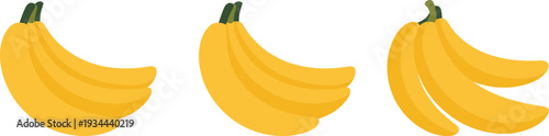 Banana bunch illustration set with three bananas, tropical fruit, nutrition, healthy snack, food design, freshness