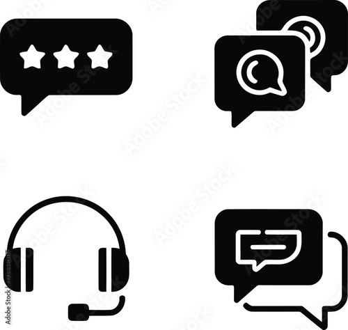 Four icons representing different types of communication and feedback methods Vector