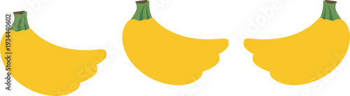 Banana bunch illustration set with pairs of bananas, tropical fruit, nutrition, healthy snack, food design, freshness