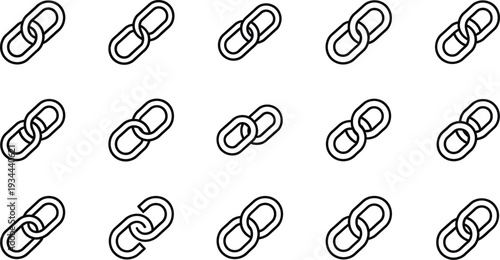 A seamless pattern of interconnected chain links on a white background