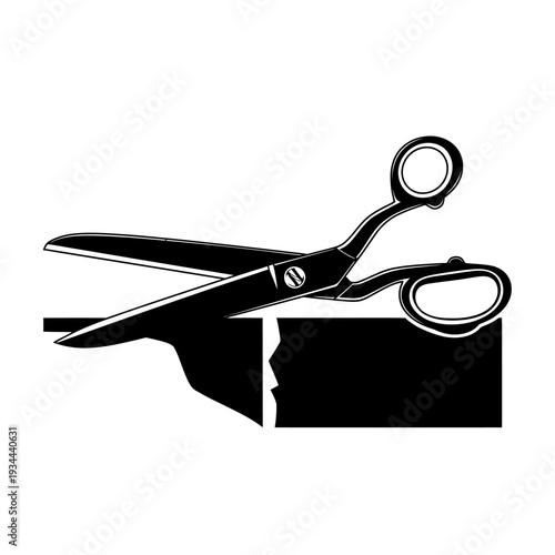 Tailor Scissors Cutting Fabric Silhouette for Seamstress Motion and Crafting Concepts