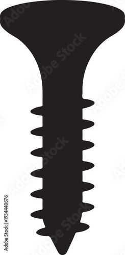 A simple black silhouette vector of a screw. Black screw icon silhouette, vector illustration