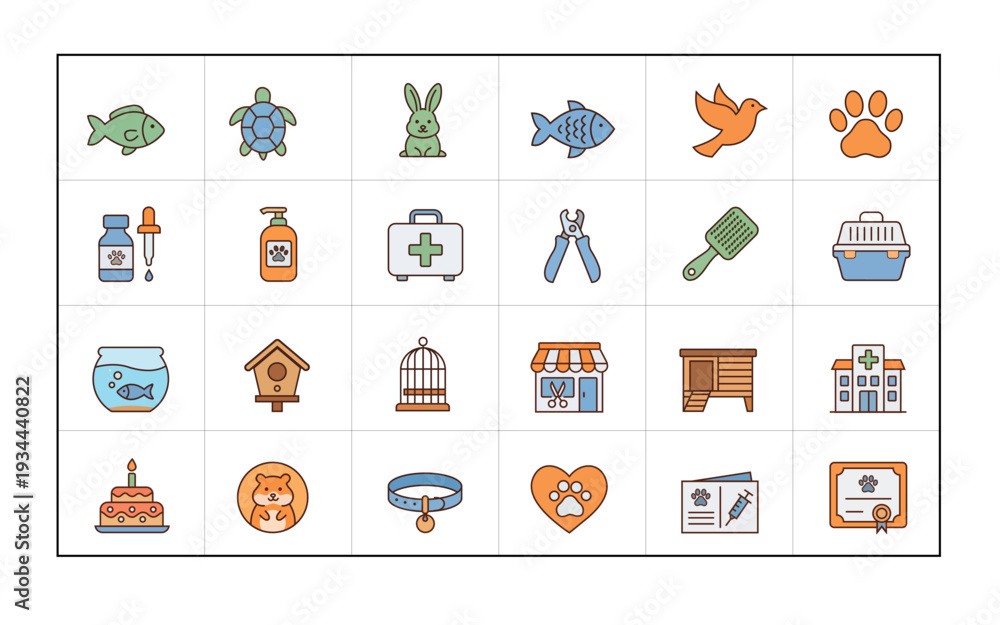 Fototapeta premium National pet day icon set. National pet day pattern concept. Vector illustration.