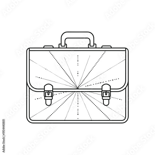 Classic briefcase with a retro starburst pattern, symbolizing business and travel
