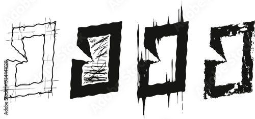 grunge abstract shapes with distressed edges and textured brush stroke design