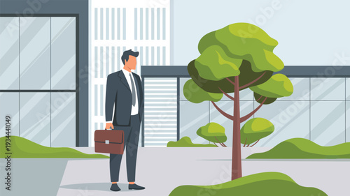 businessman standing in front of a tree