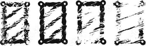 worn vintage parchment scrolls with torn edges and decorative corners in different shapes