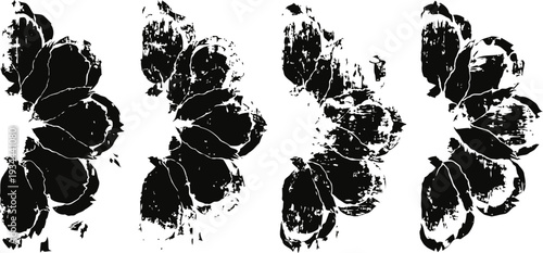 Grunge butterfly silhouettes repeated pattern in black on white background with distressed texture