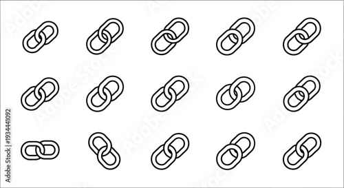 A collection of black chain link icons on a white background