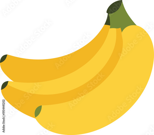 Banana illustration set with three cartoon bananas, tropical fruit, nutrition, healthy snack, food design, freshness