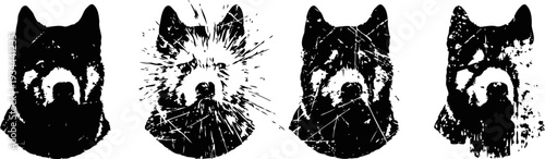 creative animal silhouette art with shattered glass effect in black and white