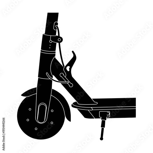 Electric Scooter Folding Mechanism Silhouette for Hinge Latch and Urban Commuting