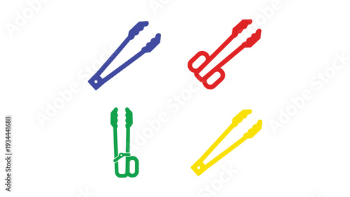 Colorful pair of scissors and tweezers illustration on white background