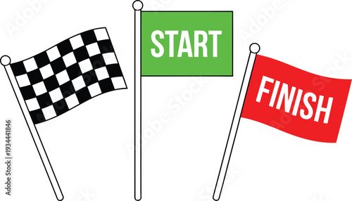 Race flags indicating the start and finish line of a competition Vector