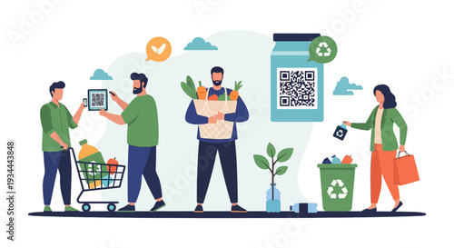 Smart Green Living: People Embracing Sustainable Shopping, Recycling & Digital Eco Solutions