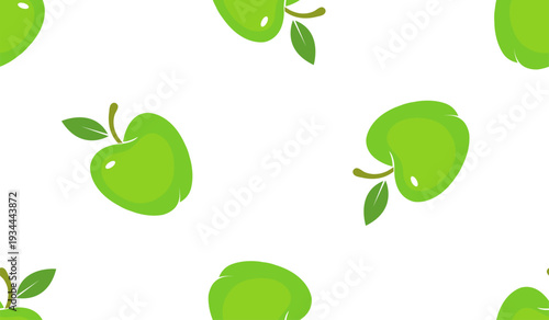 Cartoon green apple seamless pattern 

