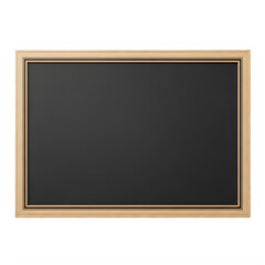 A blackboard with a wooden frame on a white background is visible.