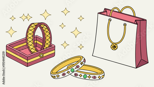 Luxury Jewelry Collection in Elegant Style with Vibrant Colors and Sparkles on White Background for Online Store