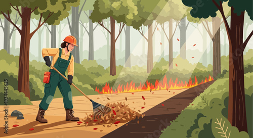 Forest firefighter working to control wildfire.