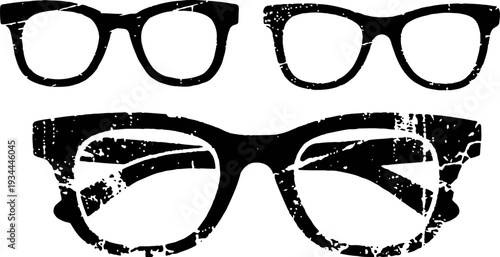 vintage grunge eyeglass frames set with distressed texture black outline