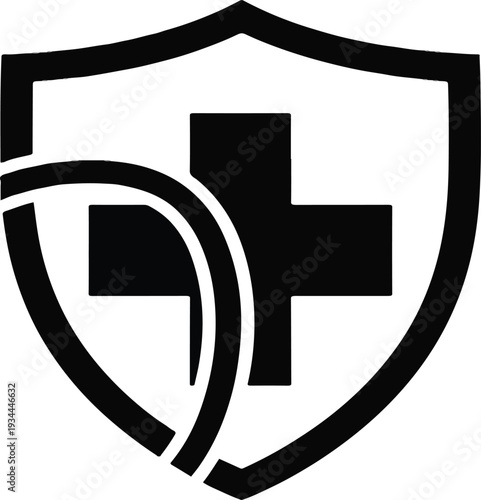 "Medical Shield Icon – Healthcare Protection and Safety Symbol"