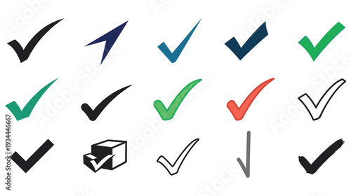 Set of colorful check marks symbol for vote and quality design