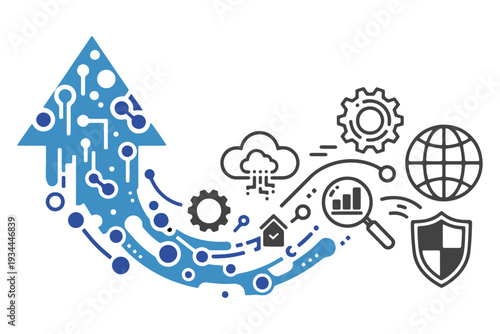 Enterprise Modernization Solid Glyph Icon Simple Tech Symbol