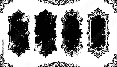 vintage grunge ornate frames and borders set with intricate decorative elements